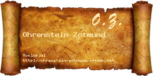 Ohrenstein Zotmund névjegykártya
